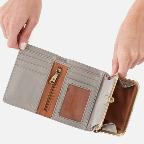 Hobo International Robin Trifold Leather Clutch Wallet in Aqua - Picture 5 of 6